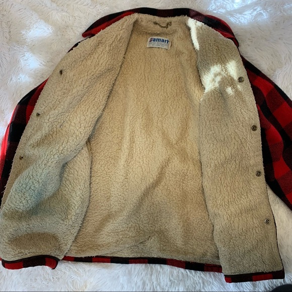 Damart Buffalo Plaid Red & Black Heavy Wool Jacket Size Large - Picture 3 of 13